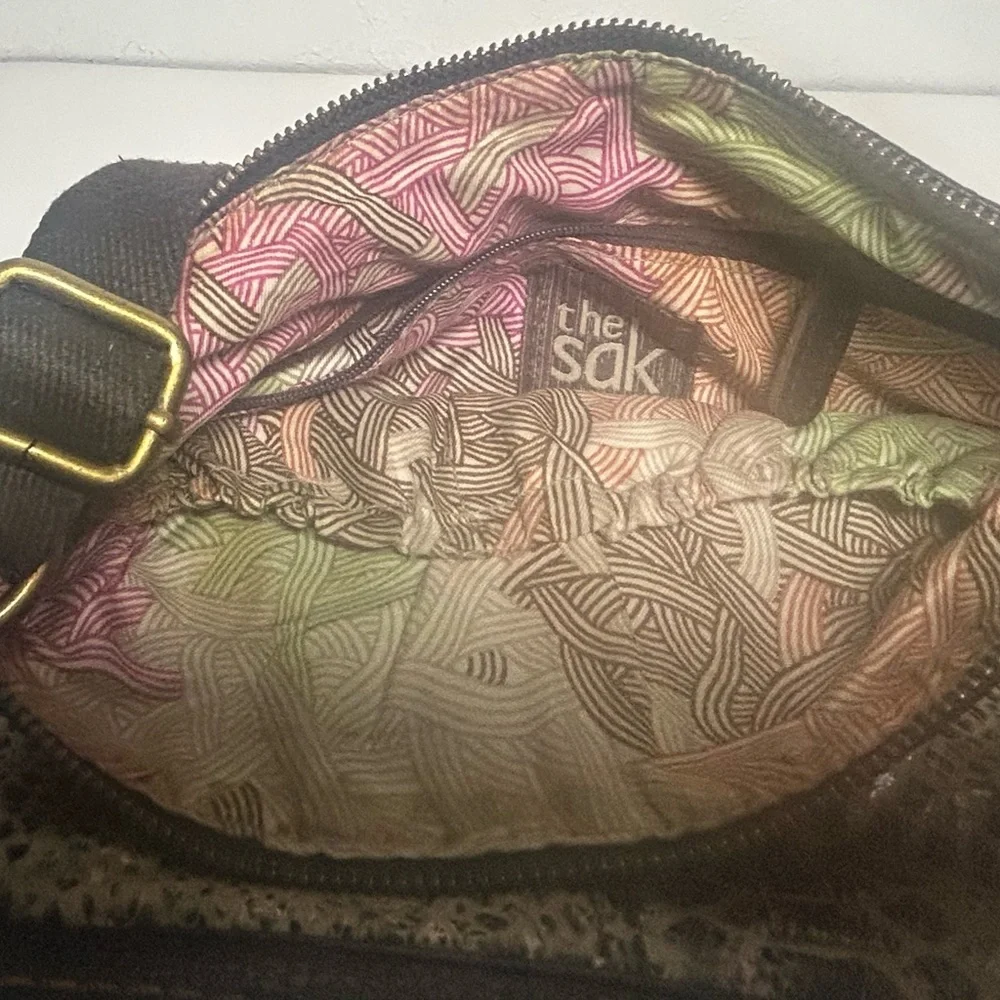 The Sak Iris Leather Snake Print Crossbody Boho Western Shoulder Bag - Picture 8 of 13